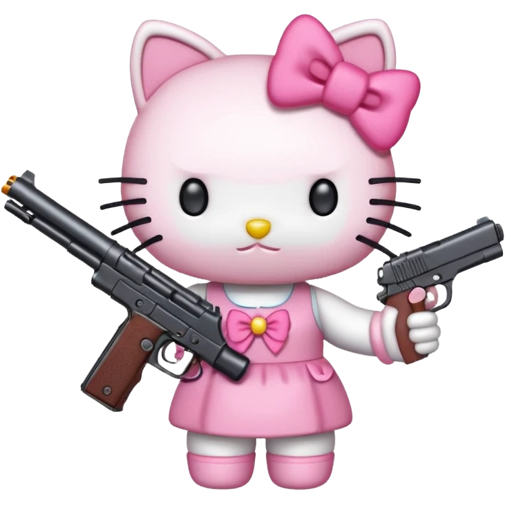 Hello kitty holding a gun emoji
