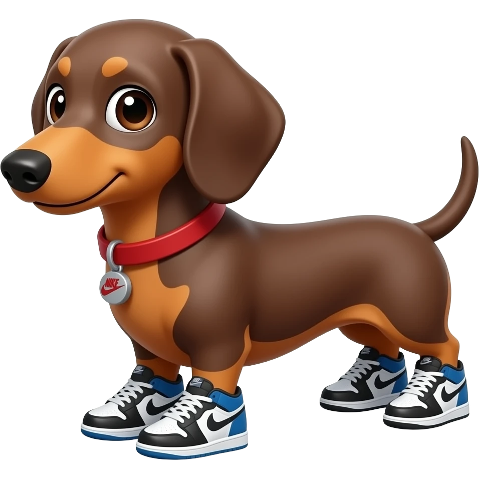 Perro salchicha con tenis Nike emoji