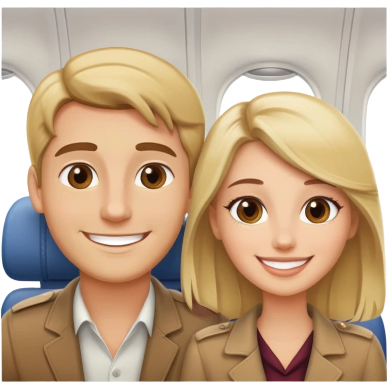 Blonde and brown hair Couple on airplane emoji