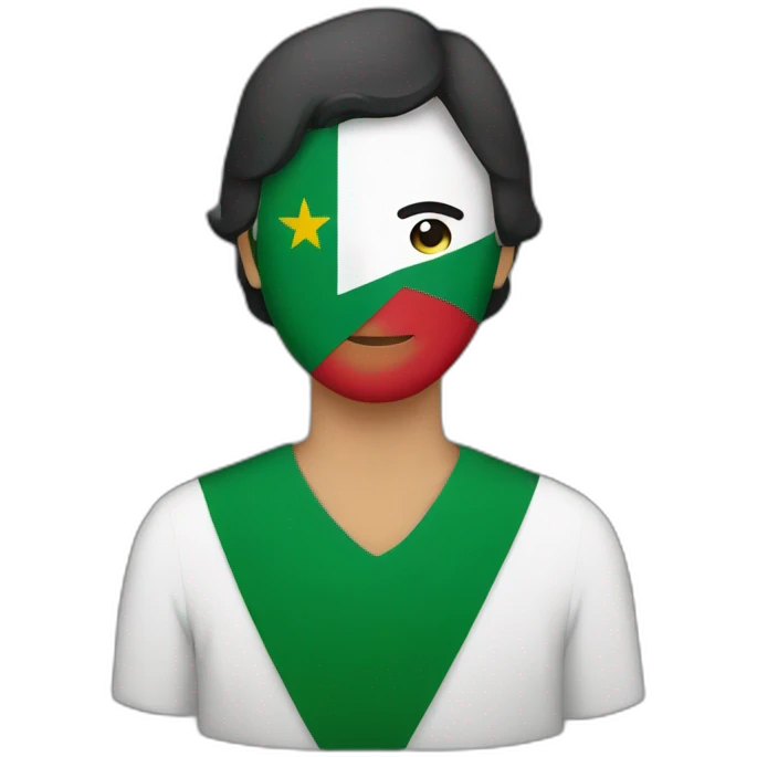 A man wearing a mask with an Algerian flag emoji