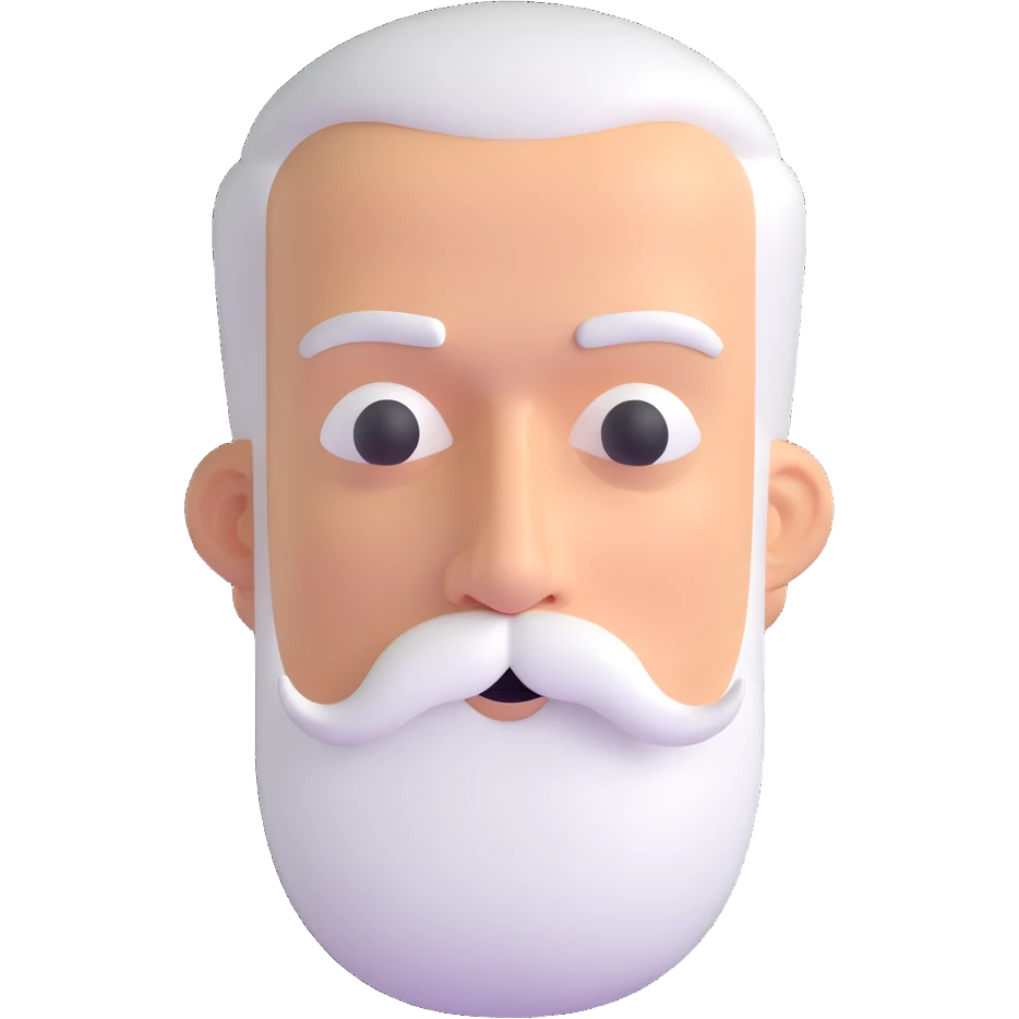 man with oval-shaped flat-top head and bushy white mustache emoji