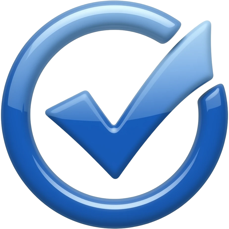 make e facebook bluetic one emoji deep blue color shiny and check marked and shape thin round but like pridamid prob saraunding emoji