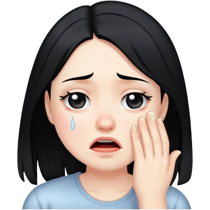 Pale black hair girl crying emoji