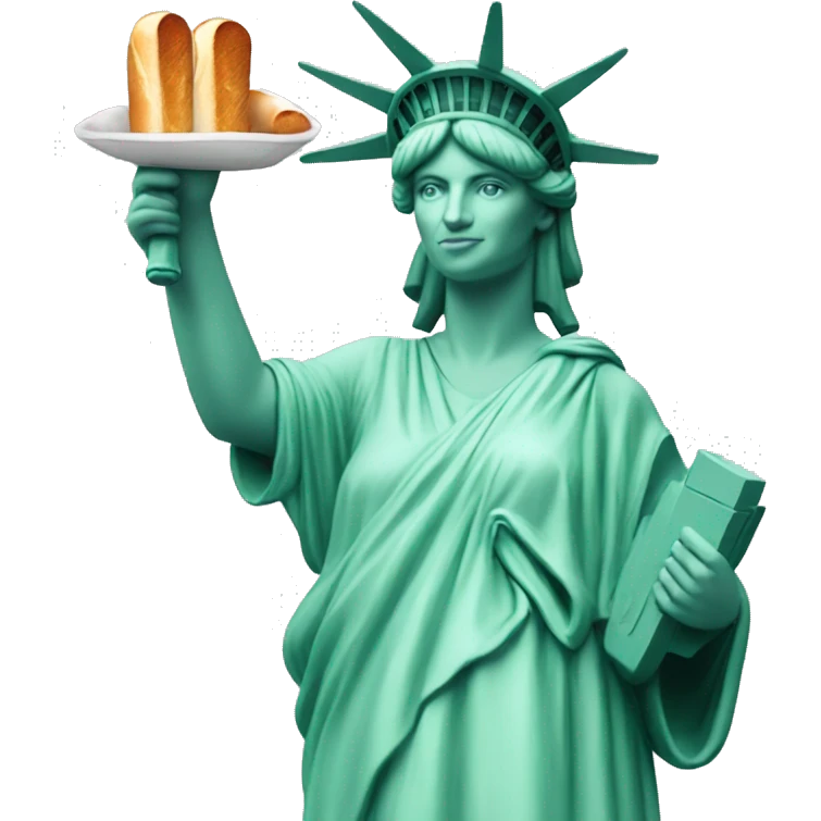Statue of Liberty holding a baguette emoji