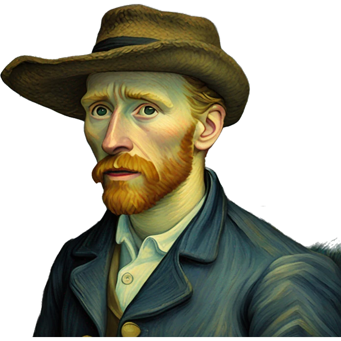 Quadro con sopra disegnata la notte stellata si van gogh emoji