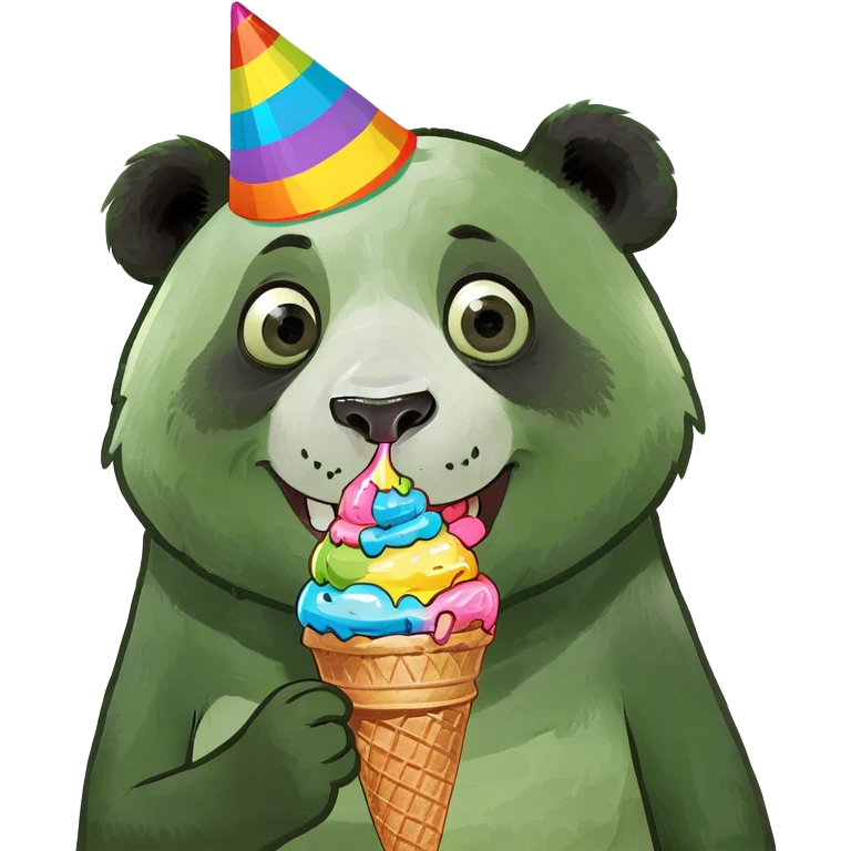 Panda eating ice cream emoji