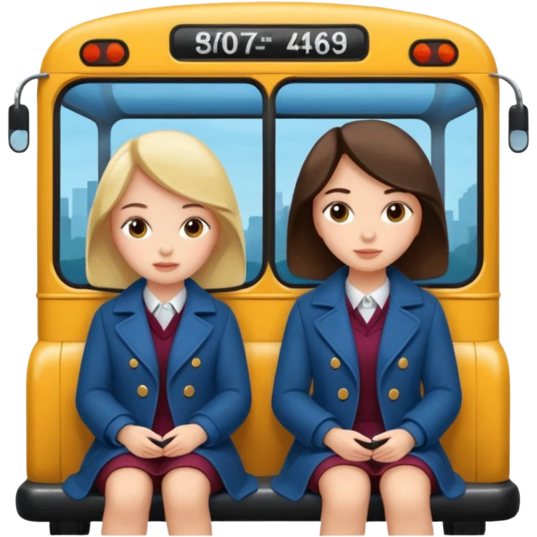 Two girls sitting on a bus emoji
