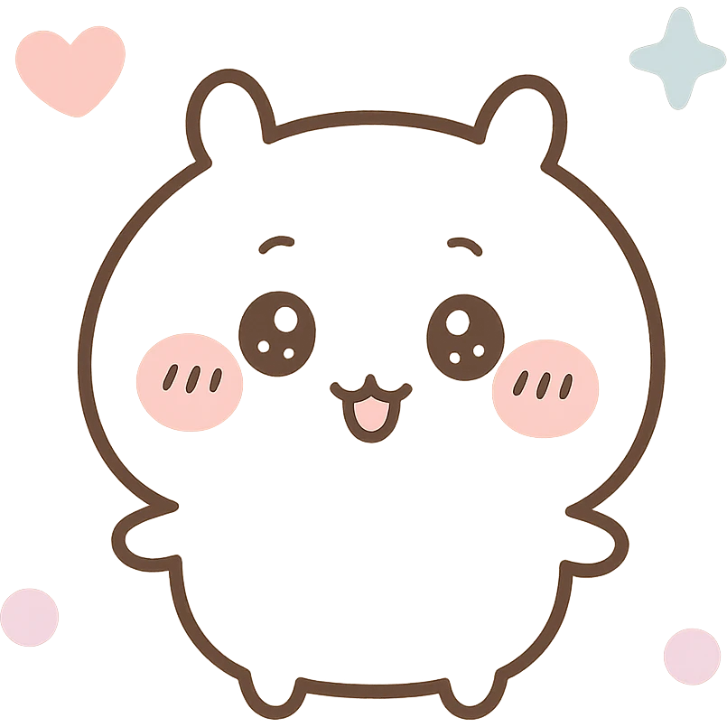 chiikawa character, cute, simple, round, white, minimal background emoji