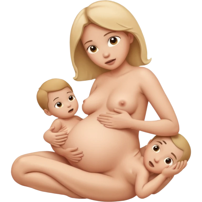 a nude pregnant woman giving birth emoji