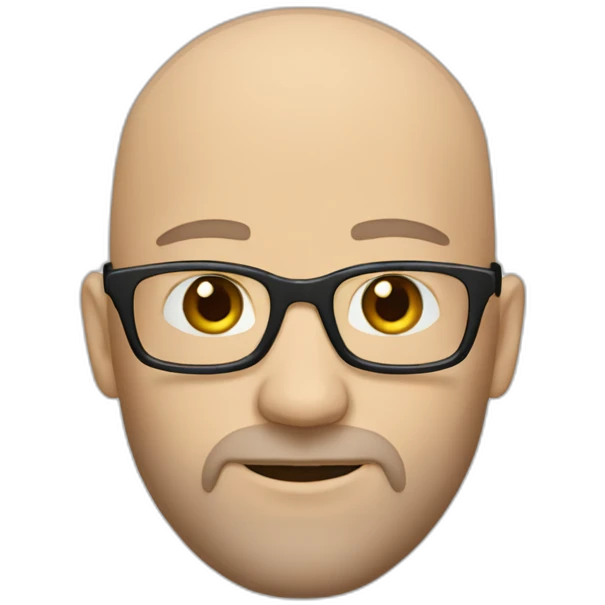 Bald white guy with glasses with dark brown beard emoji