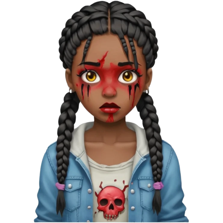 swag zombie black girl with braids emoji