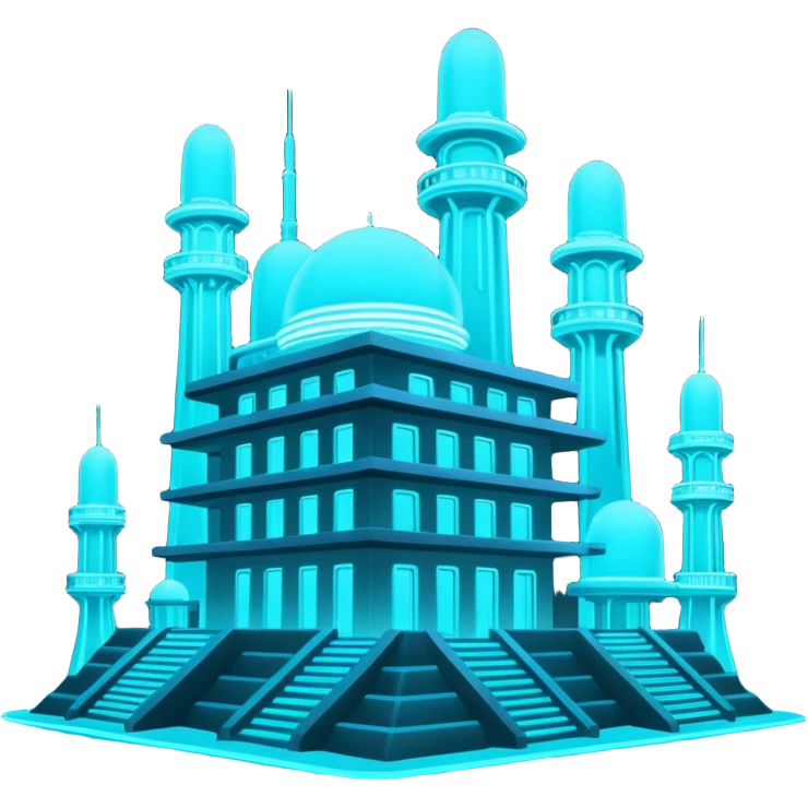 extraterrestrial otherworldly cyan bioluminescent neon-glowing building structures aesthetic scenery emoji
