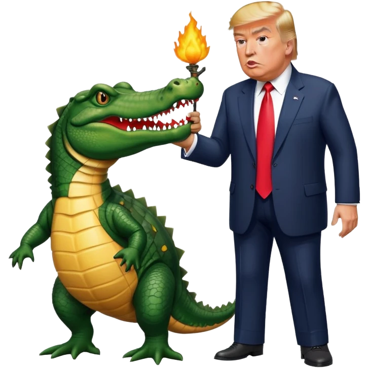 Alligator eating a bomb right next to Donald trump  emoji