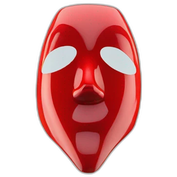distant view of abstract colorful shiny mask in red coat, 4K resolution emoji