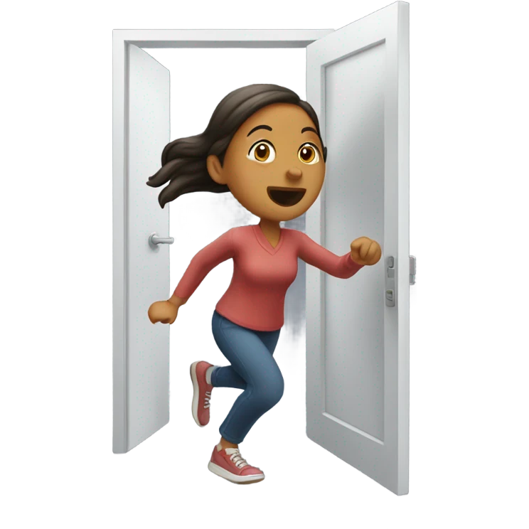 Woman running out a door emoji