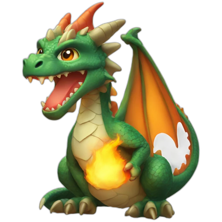 A cute dragon spiting fire emoji