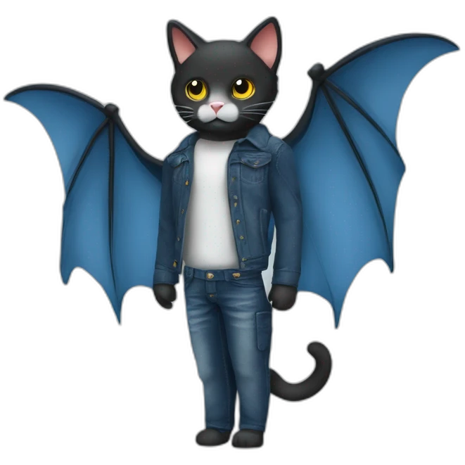 wings cat bat fly bleu jeans emoji
