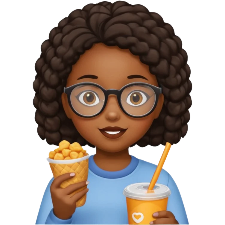 snack holding black girl kid with glasses on eyes emoji