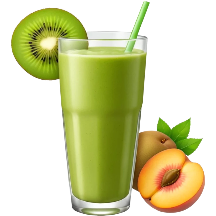 smoothie with peaches and green kiwi emoji