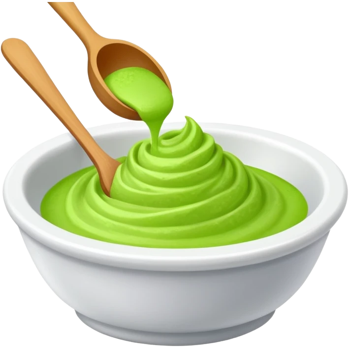 ground wasabi paste in a small dish, bright green color emoji