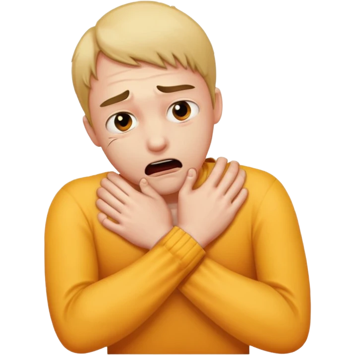 human strangling himself, expressive and clear emoji