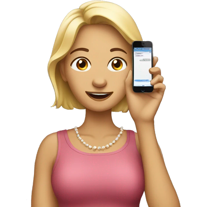 Woman calling with iphone emoji