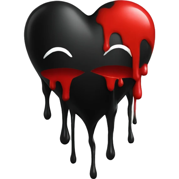 black heart with red paint drips emoji