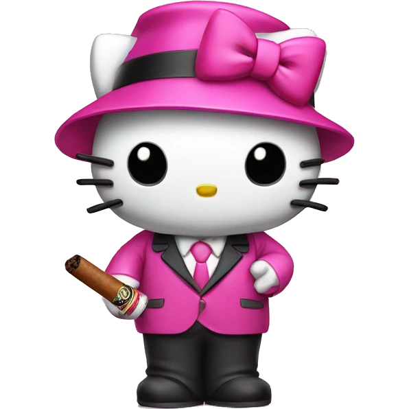 pink hello kitty with a cigar  emoji