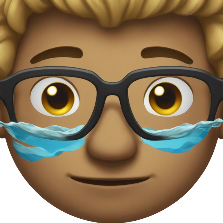 strong man's face with glasses who loves swimming emoji