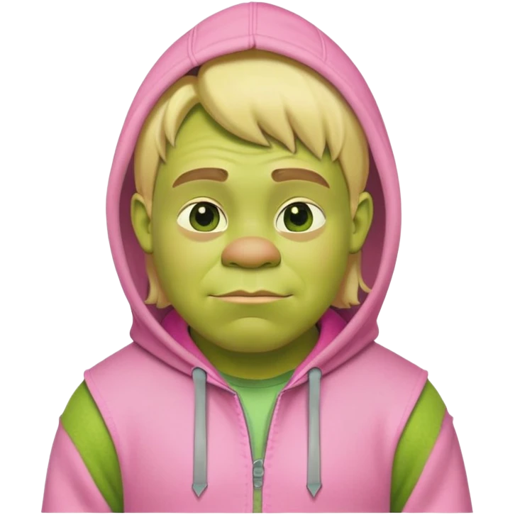 Shrek with blonde hair and pink hoodie  emoji