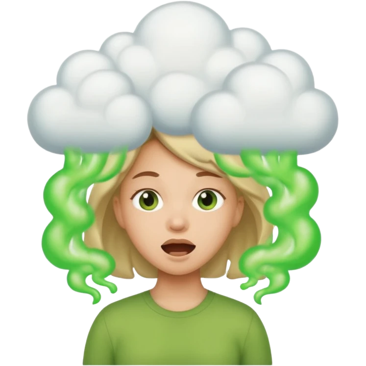 Girl farting green fart clouds emoji