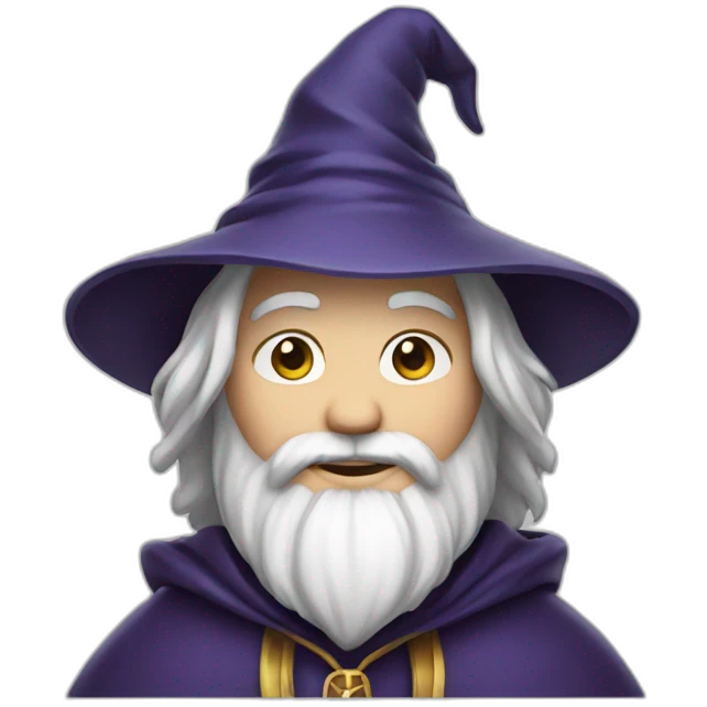 Wizard. Friendly Face. Young look. White emoji