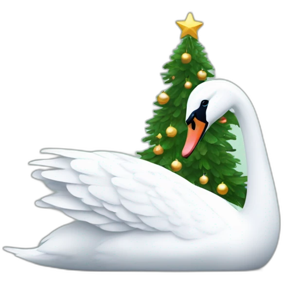 Swan under the Christmas tree  emoji