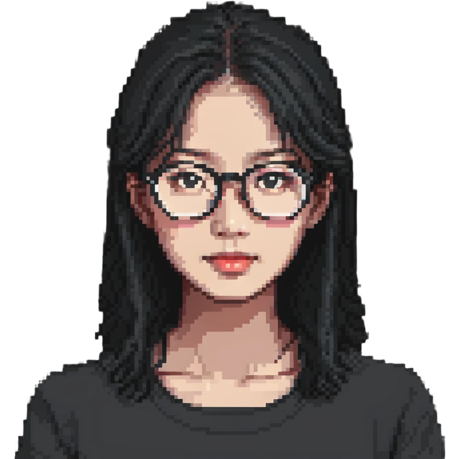 asian girl with clear glasses emoji