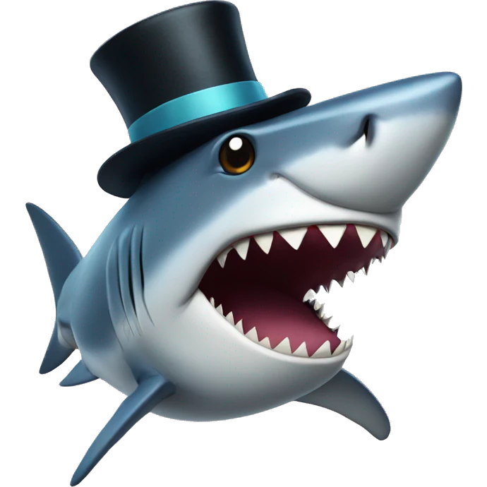 Shark with a top hat emoji