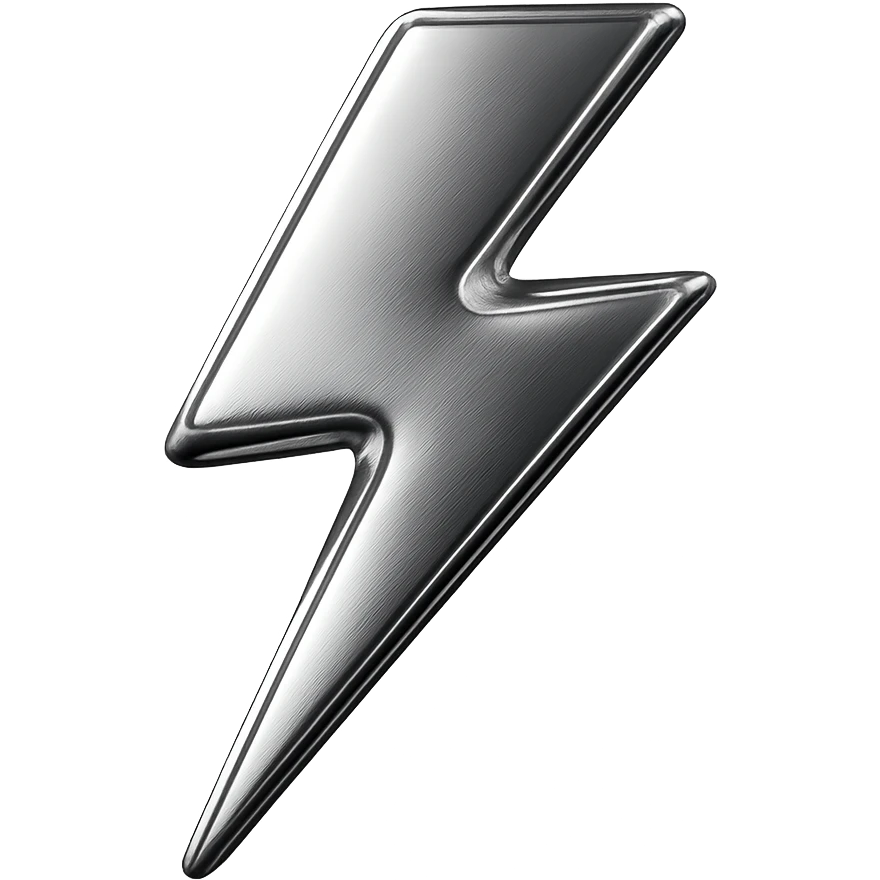 chrome style icon of a lightning bolt emoji