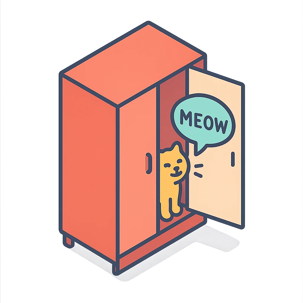 мяу звучит из шкафа для одежды emoji