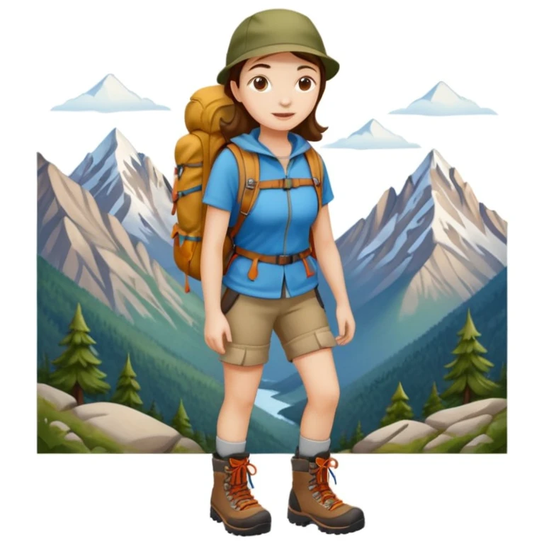 girl back packing mountains background  emoji