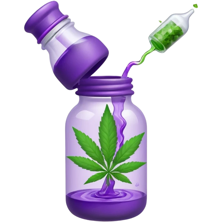 baby bottle with purple liquid and marijuana emoji