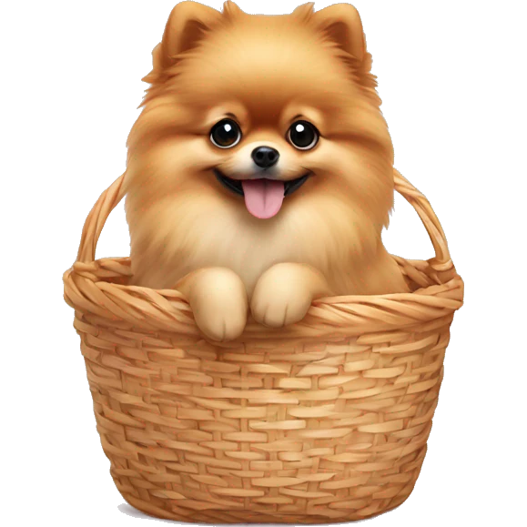 Pomeranian puppy in a basket  emoji