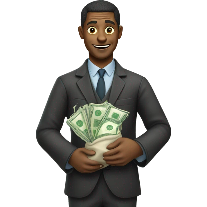 man wearing six pointed star holding money bag emoji