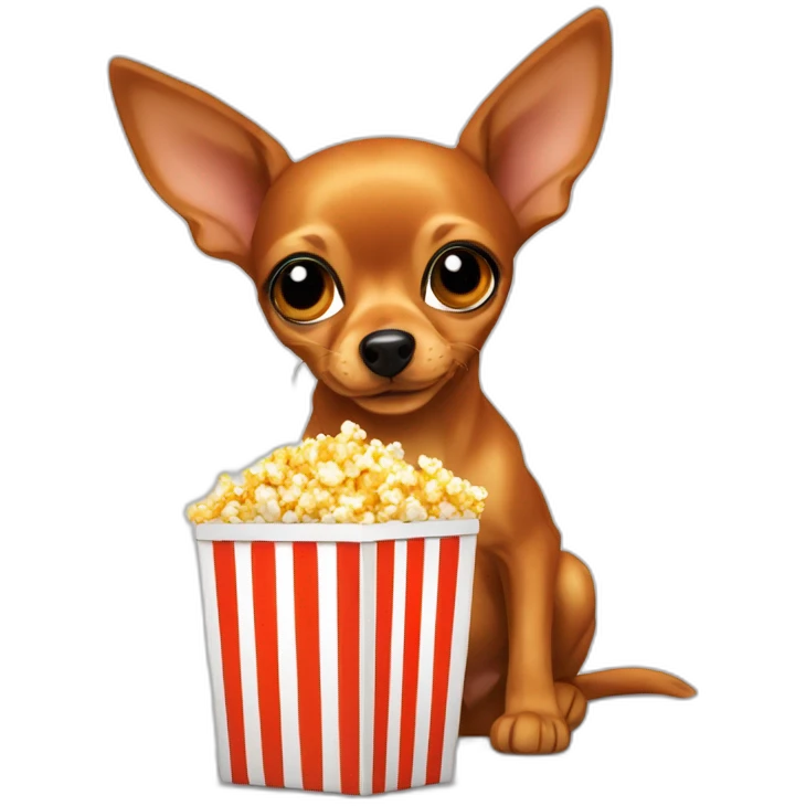 Orange dog Russian toy terrier, eating popcorn emoji