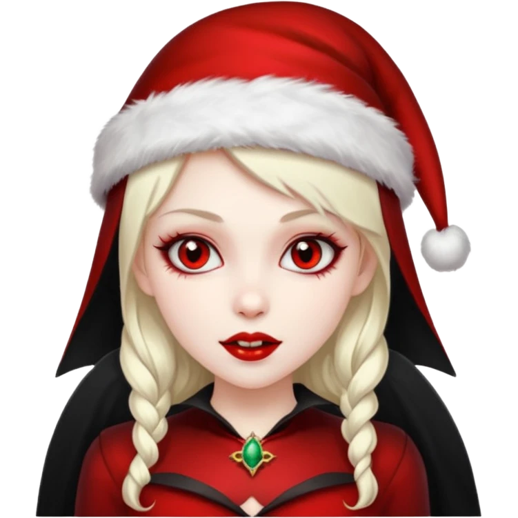 sexy vampire girl with Christmas hat emoji