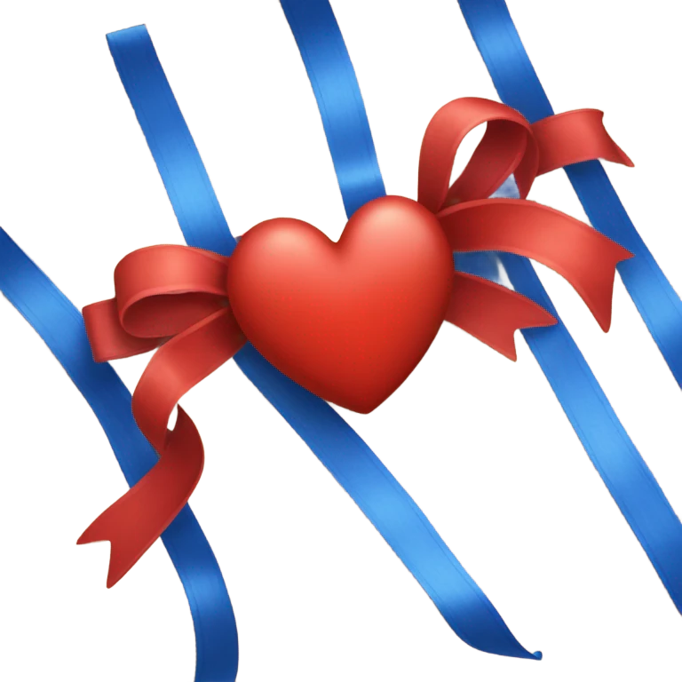 Red heart with blue ribbon bow covered emoji