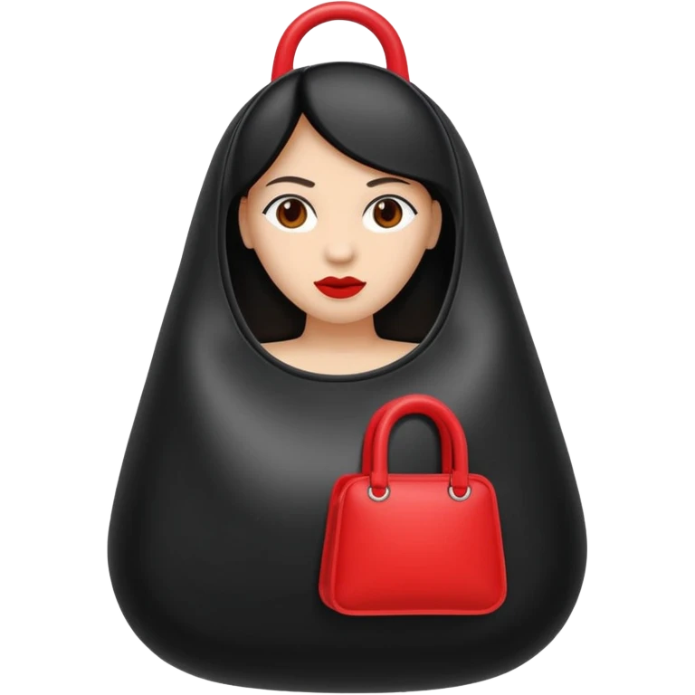black inflated woman bag with red accent emoji