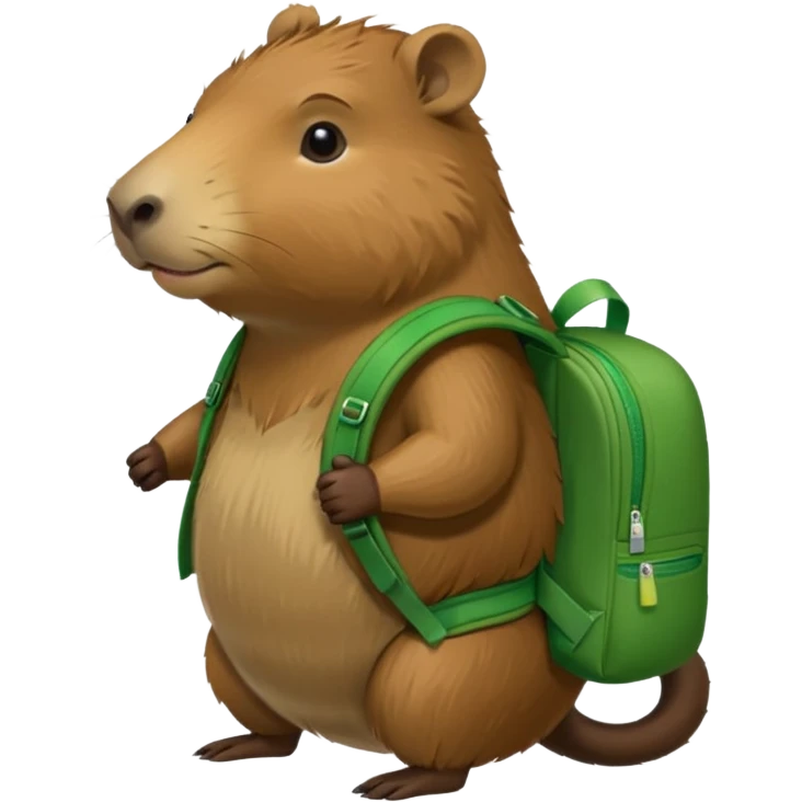 capybara wear green backpack emoji