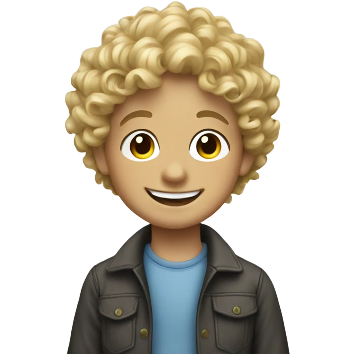 smiling blonde boy portrait with curly hair emoji