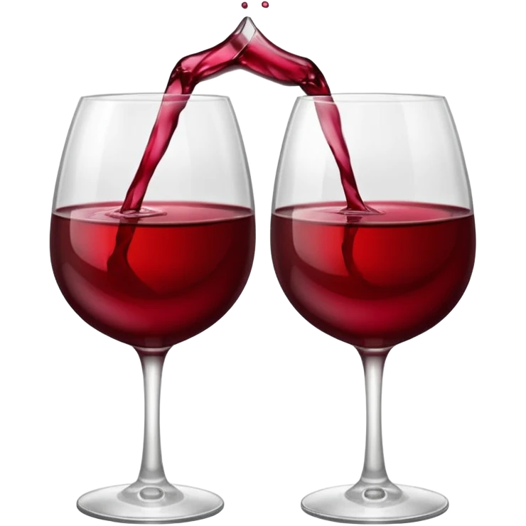 2 red wine glasses are knocked against each other emoji