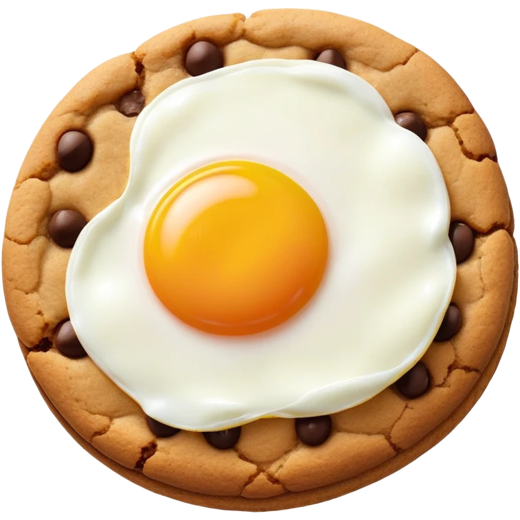 brown plain cookie with sunny side up egg on top emoji