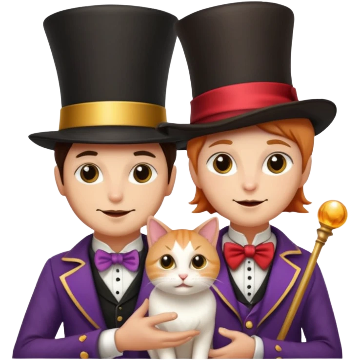 magician couple and their pet cat emoji
